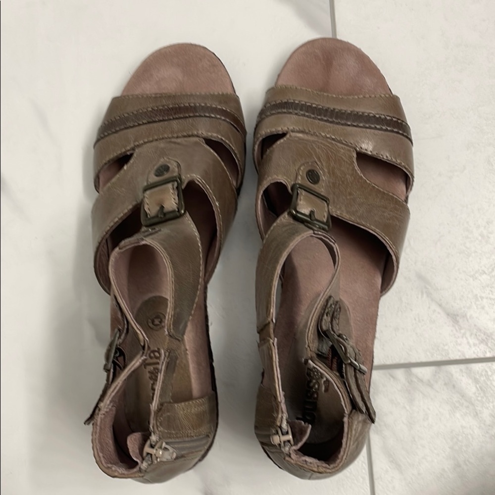 Bussola Brown/Dark Tan Leather Comfort Sandles Minimalist Design Size 40 - Picture 5 of 15